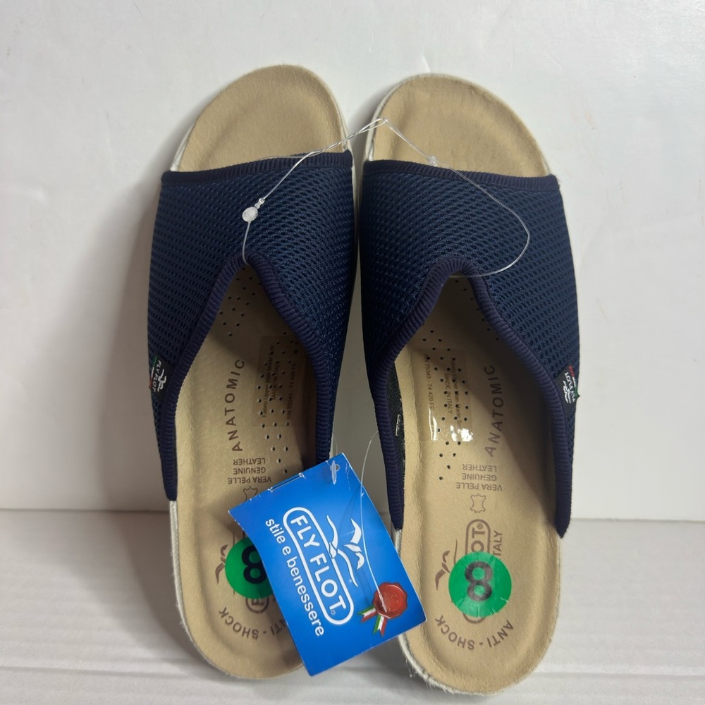 NWT Fly Flot Mesh Italian Women's Sandals in Navy